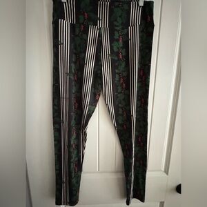 LuLaRoe Black and White Striped Floral Pants